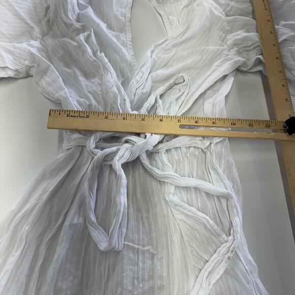 MinkPink Dress Womens X Small White Jessey Wrap Midi Open Back Cotton - Picture 8 of 9